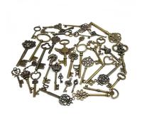 1 kit include 38 pezzi di chiavi vintage decorative dall'aspetto antico for ciondoli Steampunk, creazione di gioielli in ottone antico retrò G