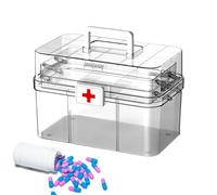 1 kit per medicinali di famiglia, custodia antipolvere per primo soccorso, contenitore multiuso per compresse, armadietto per pillole a tre strati con maniglia con fibbia, organizer per medicinali di