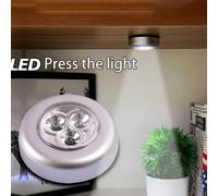 1 Lampada a spinta ad argento con illuminazione a 6/3/1, 3 luci LED senza fili, luce gialla/bianca, design a spinta rotondo, lampada da parete adatta per illuminazione domestica, corridoio, bagno, cam