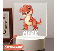 1 Lampada da notte personalizzata con dinosauro, decorazione da camera da letto con dinosauro con nome, regalo di compleanno, lampada da comodino 3D, lampada da notte decorativa, regalo personalizzato