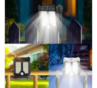 1 Lampada solare ultrabrillante da 45 LED con molletta, luce da esterno con sensore di movimento, due tipi di luce gialla e bianca, tre modalità, carica a batteria solare, facile da installare su reci