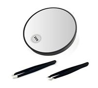 1 lente d'ingrandimento per dettagli 20x, specchio da vanità focalizzato con ventose, 2 pinzette, utilizzate per trucco, rifiniture per sopracciglia, rimozione, adatto per tutti i giorni e in viaggio