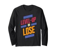 1. Level-Up or Lose Bold Motivational Gaming Citazione Uomini Donne Maglia a Manica