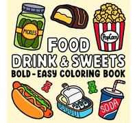 1 Libro da colorare per adulti e bambini su cibo, bevande e caramelle, materiale didattico, giocattoli, adatto come forniture essenziali per il ritorno a scuola, design semplice e audace, attività di