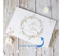1 Libro degli ospiti personalizzato per matrimonio con 38 pagine interne, con un design semplice ed elegante con fiori bianchi. Album fotografico e decorazione per matrimonio, regalo di nozze. Amore e