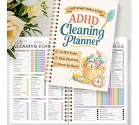 1 Libro Manuale di Pulizia ADHD, Programma di Pulizia Domestica, Checklist di Pulizia Settimanale/Mensile/Annuale, Organizzazione, Divisione dei Compiti Domestici, 40 Pagine, Forniture per il Ritorno 