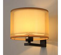 1-Light Led Wall Sconces, Indoor Sconce Light Fixture for Living Room with Cylindrical Fabric Lampshade, E27 Base, Iron Body Wall Lighting for Hallway Living Room Study Office(Chrome,Dark Color)/K/C