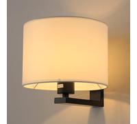 1-Light Led Wall Sconces, Indoor Sconce Light Fixture for Living Room with Cylindrical Fabric Lampshade, E27 Base, Iron Body Wall Lighting for Hallway Living Room Study Office(Chrome,Dark Color)/K/K C