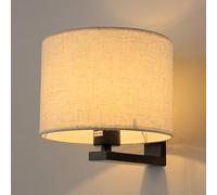 1-Light Led Wall Sconces, Indoor Sconce Light Fixture for Living Room with Cylindrical Fabric Lampshade, E27 Base, Iron Body Wall Lighting for Hallway Living Room Study Office(Chrome,Dark Color)/K/Lig