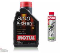 1 Litro MOTUL 8100 X-Clean+ 5W-30 Olio Motore 300ml Fuel System Clean