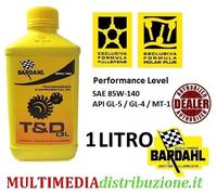 1 LITRO OLIO TRASMISSIONE E CAMBIO BARDAHL T&D SAE 85W-140 API GL-5 / GL-4 /MT1