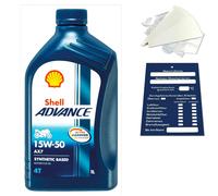 1 Litro Originale Shell Advance 4T Ax 7 15W50 Olio Motore Moto 600074503 Set