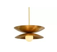 1 Luce Doppio Paralume Vetro Globo Metà Secolo Crudo Ottone Finitura Sputnik