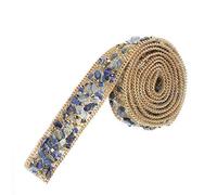 1 M Nastro di di, Nastro di Sparkle Diamond Wrap Roll per la Decorazione del Collare della Clip di Capelli di Applique della Cinghia (Perle di Riso Blu + Oro + Catena