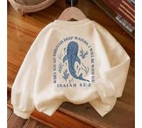 1 Maglia girocollo a maniche lunghe per ragazze con stampa "QUANDO ATTRAVERSERAI LE ACQUE PROFONDE, IO SARÒ CON TE", comoda e alla moda, casual e versatile, un nuovo capo per ragazze giovani/pre-adole