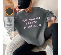 1 maglietta minimalista in cotone al 100% con testo in italiano - Se non mi capisci, ti capisco, in un carattere casual nero scritto a mano L,M,S,XLNataleTessuto in maglia