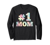 #1 Mamma Numero Uno Madre Donne Grafiche Distressed Maglia a Manica