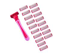 1 manico + 18 lame/Rasoio di sicurezza manuale da donna Lame for la rimozione dei peli in acciaio inossidabile a 6 strati Testina di rasatura sostituibile(XYC-6228-18)