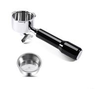 1 maniglia in acciaio inox con doppio beccuccio da 51 mm, per macchina da caffè italiana, con impugnatura ergonomica in palissandro in acciaio 304, per uso domestico BARISTA (A)
