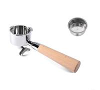 1 maniglia in acciaio inox con doppio beccuccio da 51 mm, per macchina da caffè italiana, con impugnatura ergonomica in palissandro in acciaio 304, per uso domestico BARISTA (B)