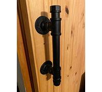 1 maniglia nera per porta di granaio, maniglia per porta esterna rustica e tira,manopole per porte interne per tubi industriali,maniglia per porta scorrevole anteriore in ferro,maniglie per cancelli