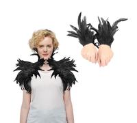 1 mantello a molla con 1 paio di braccialetti a molla, costume da corvo, festa di Halloween, danza, compleanno, carnevale, travestimento, accessorio per costume