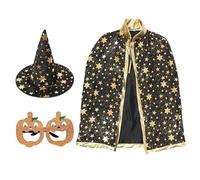 1 Mantello Da Mago, 1 Bicchiere Decorazione Zucca, Mantello Da Strega Per Bambini, Mantello Nero Per Bambini, Costume Da Strega Per Bambina, Gonna, Cappello, Mantello Di Halloween Per Bambini