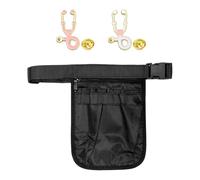 1 marsupio nero e 2 spille, borsa da cintura regolabile, custodia portatile, borsa da lavoro, marsupio multifunzione, Nero