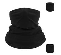 1 maschera calda con 2 protezioni per il polso, sciarpa antivento, maschera calda per il collo, protezione da viaggio all'aperto, scaldacollo, accessorio per maschera per il freddo (nero), Nero ,