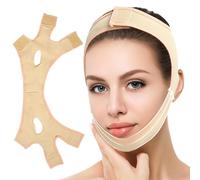 1 maschera riutilizzabile a forma di V, con la funzione di lifting del viso e del mento, fascia speciale per il doppio mento delle donne, utilizzabile in qualsiasi momento, colore carnoso.
