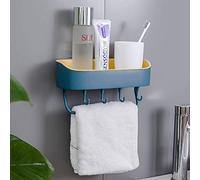 1 mensola da bagno autoadesiva per doccia, rettangolare, organizer per doccia, montaggio a parete, per doccia, cucina, senza fori, con gancio per appendere (blu scuro)