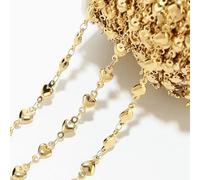 1 metro di catena a maglie a forma di cuore in acciaio inossidabile dorato, realizzata a mano, fai da te, collana, bracciale, cavigliere, forniture per la creazione di gioielli, solido orizzontale G