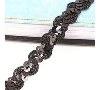 1 metro di lunghezza, 1,5 cm di larghezza, con paillettes colorate, con paillettes, effetto ologramma, paillettes metallizzate, in tessuto, con paillettes lucide, colore nero L