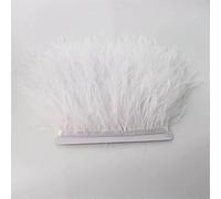 1 metro di piume di struzzo, larghezza 10-15 cm, piume nere per artigianato, frange di piume di struzzo, nastro decorativo Plumas Plume - BIANCO - 1 metro
