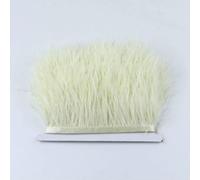 1 metro di soffice piuma di struzzo bianca, frangia, nastro di piume da 8-10 cm per matrimoni, feste, cucito, abiti, decorazioni, artigianato - Beige - 1 m