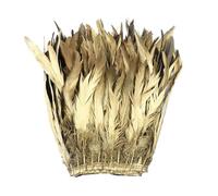 1 metro d'oro/argento piume di gallo coda trim 25-40 cm piume di pollo frangia nastro for cucito abbigliamento cucito decorazione(Golden,25-30CM)