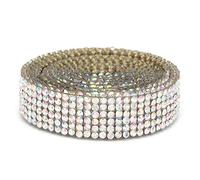 1 Metro Nastri Autoadesivi con Strass, Rotolo di Nastro con Strass in Cristallo Scintillante per Artigianato Fai-Da-Te, Adesivi Glitterati per La Decorazione di Abiti Nuziali (Colore AB)