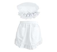 1 Mezzo Grembiule, 1 Cappello da Cameriera, Grembiule Bianco, Cappello da Grembiule da Cameriera, Grembiule con Tasche, Panni da Cucina