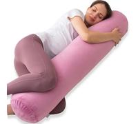 1 MIDDLE ONE Cuscino cilindrico per letto, lungo e rotondo, per adulti, con fodera in velluto rimovibile, rotolo decorativo, 119 x 20 cm, viola chiaro