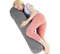 1 MIDDLE ONE Cuscino cilindrico rotondo per cervicale con copertura in velluto rimovibile, cuscino a rullo per adulti, 119,4 x 20,87 cm di larghezza, grigio