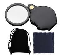 1 mini lente d'ingrandimento piccola e panno per la pulizia e custodia nera, Magnifying Glass, lente d'ingrandimento 15 volte con custodia protettiva girevole, per leggere libri, giornali, mappe