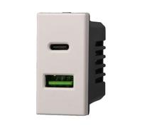 1 MODULO DOPPIA PRESA USB 2.0 TIPO A E 3.1 TIPO C, BIANCO, COMPATIBILE CON BTICINO AXOLUTE, 2 PRESE USB A 5VDC 2,1A, MODULI E FRUTTI 100% COMPATIBILI, MATERIALI DI ALTA QUALITA'