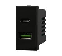 1 MODULO DOPPIA PRESA USB 2.0 TIPO A E 3.1 TIPO C, NERO, COMPATIBILE CON BTICINO AXOLUTE, 2 PRESE USB A 5VDC 2,1A, MODULI E FRUTTI 100% COMPATIBILI, MATERIALI DI ALTA QUALITA'