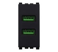 1 MODULO DOPPIA PRESA USB 2.0 TIPO A, NERO, COMPATIBILE CON VIMAR ARKE', 2 PRESE USB A 5VDC 2,1A, MODULI E FRUTTI 100% COMPATIBILI, MATERIALI DI ALTA QUALITA'