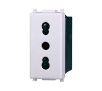 1 MODULO PRESA BIPASSO, BIANCO, COMPATIBILE CON VIMAR PLANA, PRESA 220V 230V 10A 16A, BIVALENTE, MODULI E FRUTTI 100% COMPATIBILI, MATERIALI DI ALTA QUALITA'