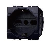 1 MODULO SCHUKO, NERO, COMPATIBILE CON BTICINO LIVING, PRESA 220V 230V 10A 16A, STANDARD TEDESCO, MODULI E FRUTTI 100% COMPATIBILI, MATERIALI DI ALTA QUALITA'