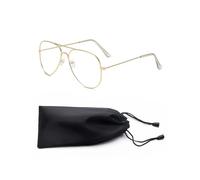 1 montatura per occhiali in filo d'oro con 1 custodia nera, senza montatura per occhiali correttivi, montatura per occhiali retrò, occhiali anni '80, montatura unisex, occhiali decorativi alla moda,
