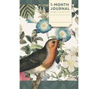 1-Month Journal: Daily Pages with Dotted Grid on the Left, Guided Structure on the Right | Vintage Bird, Cream Paper