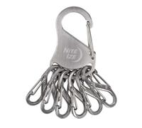 1 moschettone in acciaio inox collegato a sei microlock in plastica