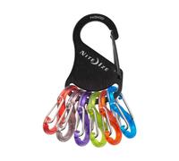 1 moschettone in acciaio inox collegato a sei microlock in plastica Nero